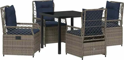 Image de vidaXL Ensemble de jardin 5 pcs Gris Poly-Rotin