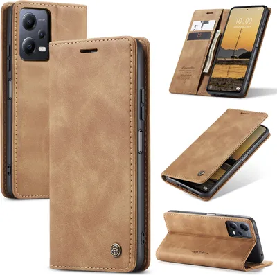 Produktbild von Xiaomi Poco X5 Hülle, Retro Kunstledertasche mit Standfunktion Schutzhülle für Xiaomi Poco X5 Braun