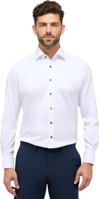 Produktbild von Eterna Hemd weiß einfarbig Modern Fit semi weit gespreizter Kragen