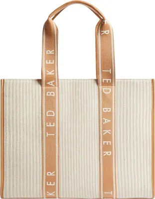 Immagine prodotto di Ted Baker borsa shopper borsa a tracolla Hayllee Striped Canvas Large Icon Bag Camel beige