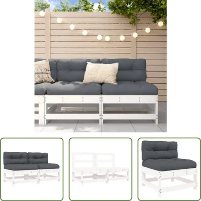 Produktbild von The Living Store Mittelsofas mit Kissen 2 Stk. Weiß Massivholz Kiefer