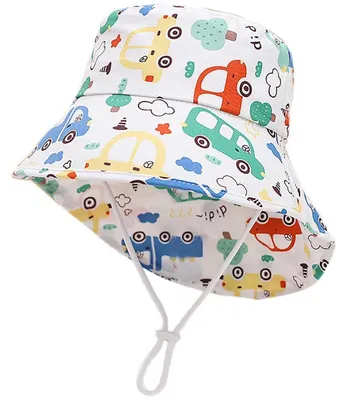 Produktbild von Baby Kleinkind Kinder Sonnenhut Fischerhut mit Nackenklappe Weißes Auto 1-3 Jahre Baumwolle