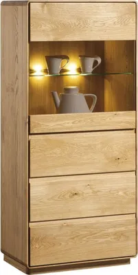 Produktbild von Vitrine Fazenda 21, Farbe: Natur, Eiche teilmassiv – 135 x 61 x 41 cm (H x B x T)