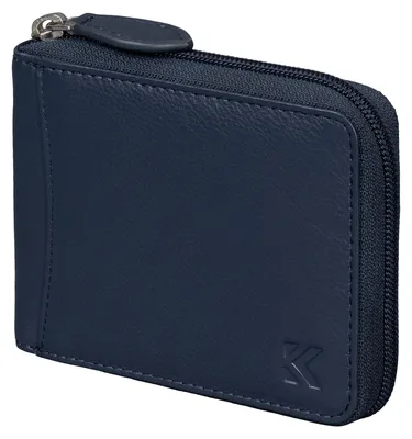 Produktbild von Leder Geldbörse Herren Portemonnaie RFID Querformat Geldbeutel Echtleder (9967) Blau
