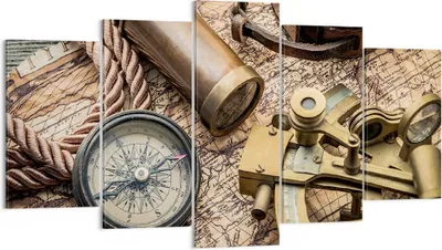 Produktbild von Bild auf Leinwand - Leinwandbild - Kompass Kompass Karte - 160x85cm - Wand Bild - Wanddeko - Leinwanddruck - Bilder - Kunstdruck - Wanddekoration - Leinwand bilder - Wandkunst - EA160x85-3730