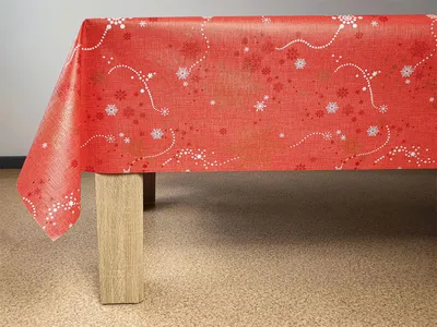 Produktbild von Weihnachtstischdecke 140x100 cm - Rote Schneeflocken - Wachstuchtischdecke aus abwischbarem PVC - Weihnachtstischläufer für Festliche Deko und Schutz - Tischdecke Weihnachten für Garten und Küche