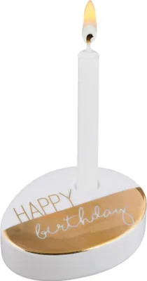 Produktbild von Räder Wunschkerze Happy Birthday gold 7x5x2cm