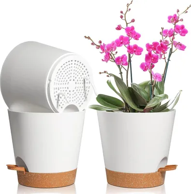 Image de T4U 20cm Pot de fleurs en plastique auto-arrosant, lot de 3