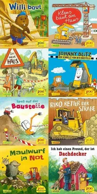Produktbild von Pixi-Bundle 8er Serie 276: Pixis Fahrzeuge auf der Baustelle (8x1 Exemplar)