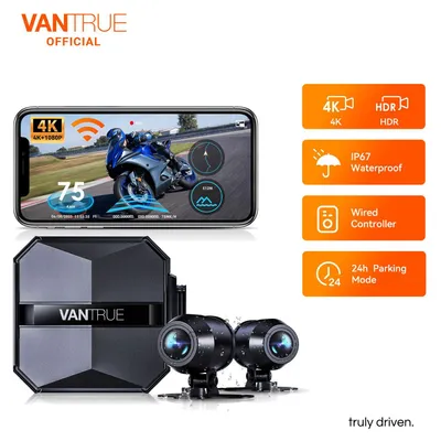Zdjęcie produktu dla Kamera samochodowa do motocykli 4K, przednia i tylna - GPS, wodoszczelność IP67