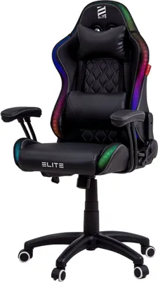 Produktbild von Elite Kinder Gaming Stuhl PULSE | Ergonomischer Bürostuhl - Bis 120 Kg - 65° verstellbare Rückenlehne - Armpolster - 360° (Schwarz/Weiß RGB)