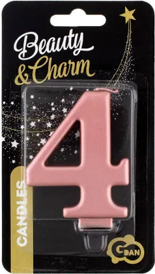 Obrázok produktu pre Sviečka číslo 5, metalická ružovo-zlatá, 8 cm