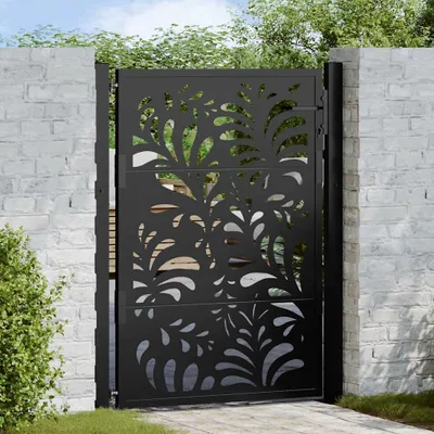 Produktbild von "2026 Promotion" Gartentor Schwarz 100x125 cm Stahl Wellendesign - Gartentore CC25255