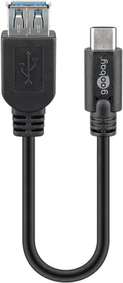 Produktbild von Goobay 56731, 0,2 m, USB A, USB C, USB 3.2 Gen 1 (3.1 Gen 1), 5 Gbit/s, Schwarz