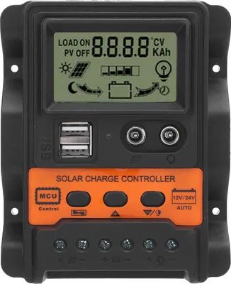 Obrázek produktu pro Solární regulátor nabíjení se dvěma porty USB, PWM 12 V, 24 V, automatické nastavení, panelový regulátor pro off-grid systémy, 60 A