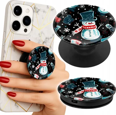Immagine prodotto di Supporto per telefono Popsocket da dito/supporto per pupazzo di neve Disegni di Natale