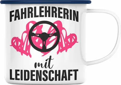 Produktbild von Trendation - Fahrlehrerin Geschenk Emaille Tasse Geschenkidee für Fahrlehrerinnen Dank Dankeschön Emaille Emaille Tasse (Blau)