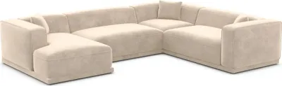 Produktbild von Samtstoff U-Form XXL Wohnlandschaft Diora Creme Links