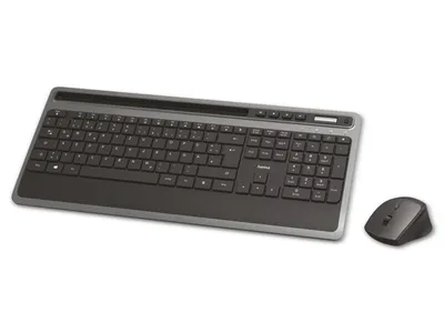 A black and anthracite wireless keyboard and mouse set is displayed on a white background.