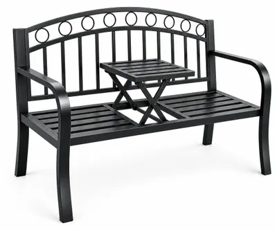 Produktbild von Aga Metall-Gartenbank mit ausklappbarem Tisch 127x53x84 cm