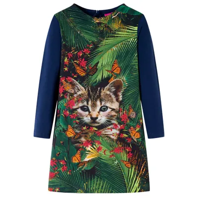 Immagine prodotto di vidaXL Abito da bambino con maniche lunghe blu navy 116