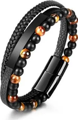 Image de Bracelet en Cuir synthétique léopard avec un élément noir