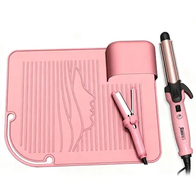 Produktbild von Silikon Hitzeschutzmatte für Glätteisen und Lockenstab, rutschfest, ideal für Haarstyling, Rosa