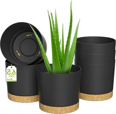 Produktbild von Pflanzentöpfe mit Abflusslöchern - Dunkelgrau, Set von 6