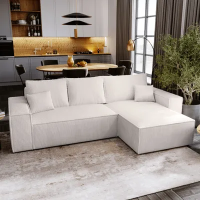Produktbild von Ecksofa mit Schlaffunktion Majorka L - Sofa 280 cm mit Bettkasten, Ecksofa L-Form, Schlafsofa Couchgarnitur, schnelle Lieferung & Beige - Poso 100