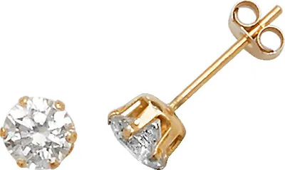 Produktbild von 9 Karat (375) Gold Damen - Paar Ohrstecker mit Zirkonia - 4mm; WJS1925