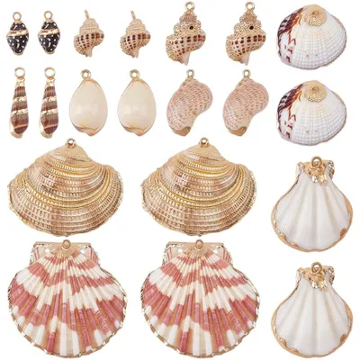 Immagine prodotto di Solidchoice - 20 ciondoli a forma di conchiglia - Conchiglie naturali placcate in oro per la creazione di gioielli