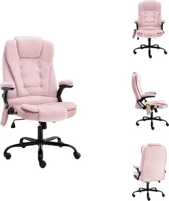 Image de vidaXL Chaise de bureau de massage rose velours - Chaises de bureau