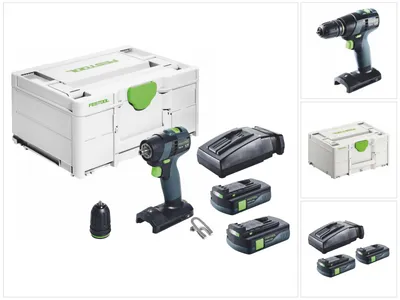 Zdjęcie produktu dla Festool TXS 18-Basic akumulatorowa wiertarko-wkrętarka 18 V 40 Nm bezszczotkowa + 2x akumulator 3,0 Ah + ładowarka + systainer