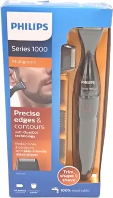 Zdjęcie produktu dla Philips MULTIGROOM Series 1000 Niezwykle precyzyjny trymer do brody MG1100/16, Zmywalny, Nie wymaga konserwacji — nie trzeba smarować, Czarny, Czerwony