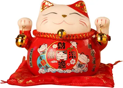 Productafbeelding van Decoratief Beeld Gelukskat 11 cm - Maneki Neko - Keramieken Zwaaikat - Japans - Feng Shui