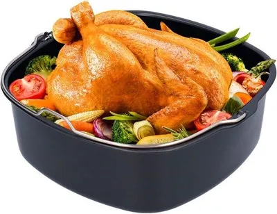 Image de Moule à tarte et à pizza - Accessoire pour friteuse à air chaud - 20 cm - Noir - Acier inoxydable