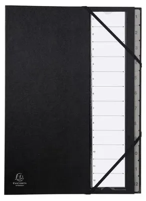 Immagine prodotto di Cartella organizer Ordonator A4 12 scomparti 1-12 nero Confezione da 12
