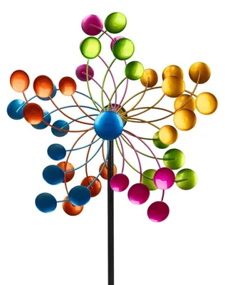 Windrad Circle, Metall, bunt, Ø 35 cm, Höhe 122 cm, kugelgelagert