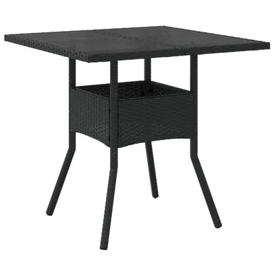 Immagine prodotto di Tavolo da Giardino Piano in Vetro Nero 80x80x75 cm Polyrattan