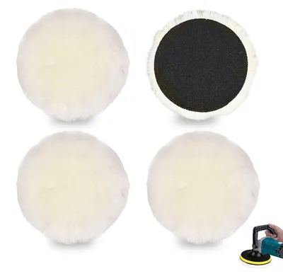 Polierpads 125 mm, 4 Stück, Lamswolle, für Exzenterschleifer