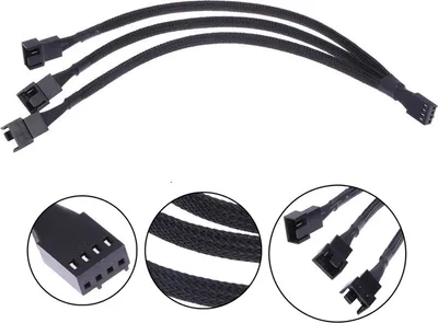 Produktbild von Lüfter Verteiler Splitter 1x Buchse 3x Stecker PWM Y Kabel 4 PIN Adapter 30CM
