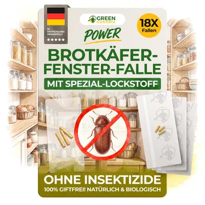 Produktbild von Fenster Brotkäferfalle mit Spezial-Lockstoff – 18x Fallen – Brotkäfer bekämpfen am Fenster, Alternative zur Pheromonfalle, Mittel gegen Brotkäfer