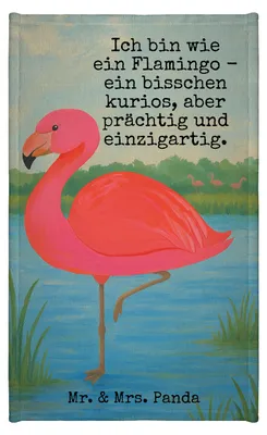 Produktbild von Mr. & Mrs. Panda Handtuch Flamingo Classic Design - Weiß - Geschenk, Baumwollhandtuch, Freundinnen, Stolz, Frotteehandtuch, Gästehandtuch 30x50, Spruch, Prächtig, Ich