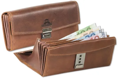 Produktbild von Woodland® Multicolor Profi Kellnerbörse mit speziell verstärktem Hartgeldfach aus hochwertigem Rindsleder in Multicolor/Cognac