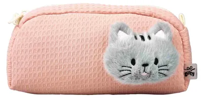 Productafbeelding van Zacht etui van textiel, geschikt voor pennen en schrijfgerei, met een kattenmotief