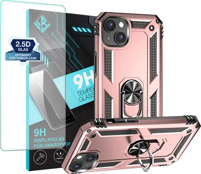 Produktbild von Armor Outdoor Handyhülle für Apple iPhone 15 Handy Panzer Case Schutzhülle mit 9H Displayglas Displayschutz Farbe: Rosegold