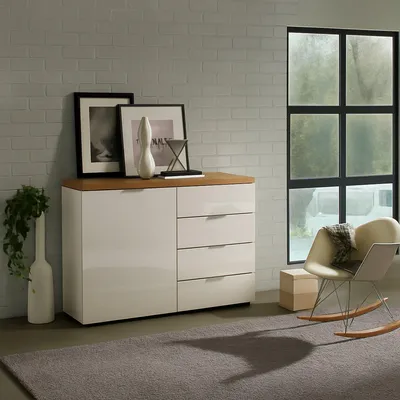 Immagine prodotto di Dmora Credenza Bagwis 43x120x89h cm Bianco Lucido, 4 Cassetti 3 Vani  Italy
