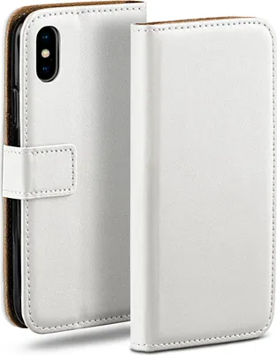 Produktbild von moex® Book Case kompatibel mit Apple iPhone X / iPhone XS - Hülle 360 Grad klappbar, Weiß