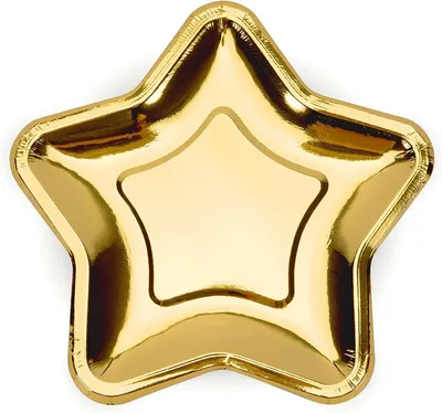 Produktbild von Sternförmige Pappteller 18 cm im 6er Set in Gold für Partys