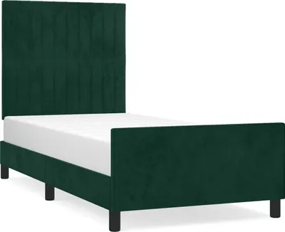 Produktbild von vidaXL Bettgestell ohne Matratze Dunkelgrün 90x200 cm Samt